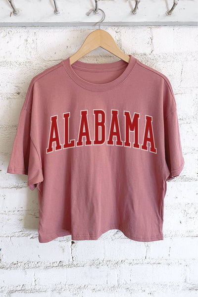 ALABAMA PUFF GRAPHIC LONG CROP TOP: White
