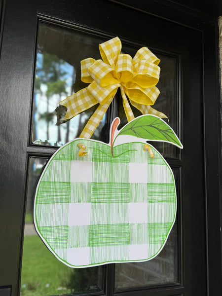 Annie Green Gingham Apple Door Hanger