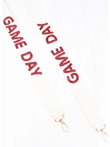 Red and White Game Day Beaded Purse Strap