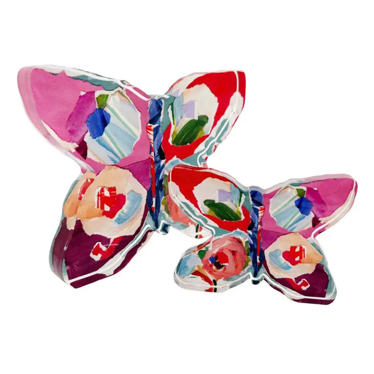 Red Butterfly Acrylic Block Large Lauren Dunn