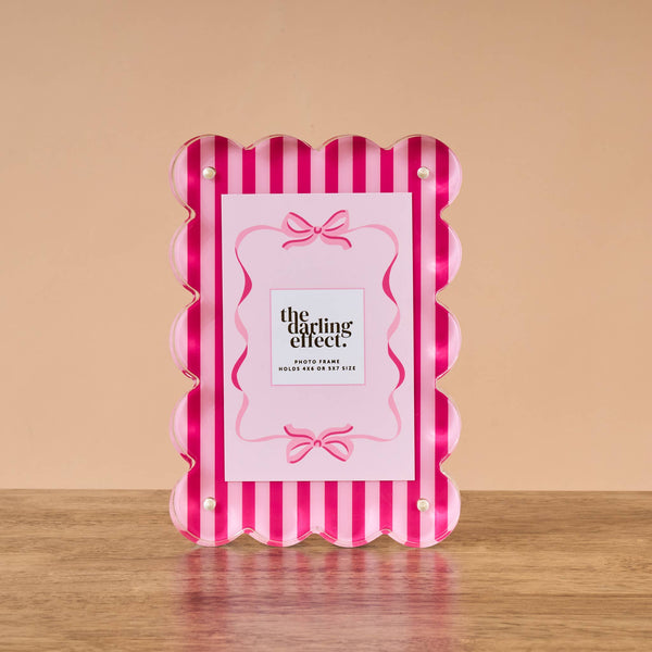 Rectangle Scalloped Acrylic Frame-Sweetheart Stripes