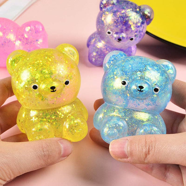 Cartoon Sequin Bear Squishy Toy