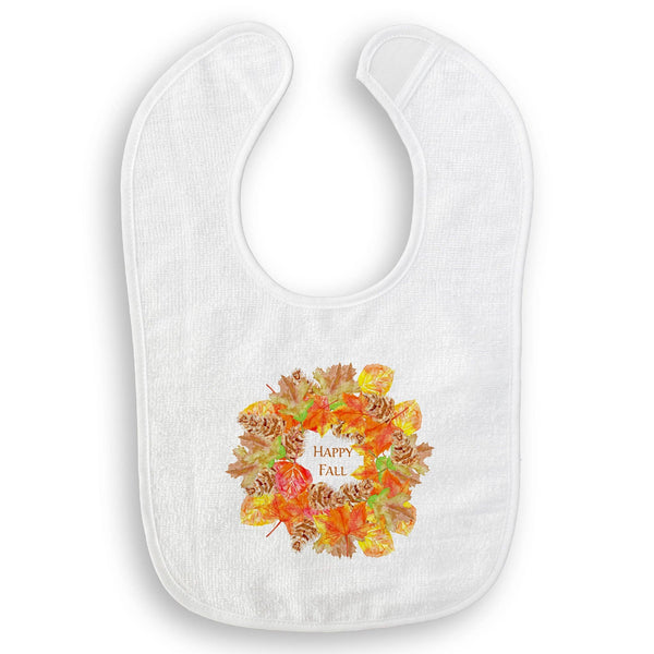 Fall Leaf Wreath with Happy Fall: Dishtowel / -