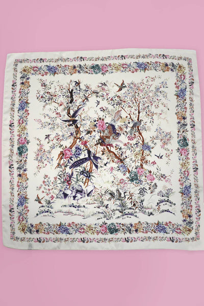 LARGE FLORAL PRINT BANDANA SCARF Off White