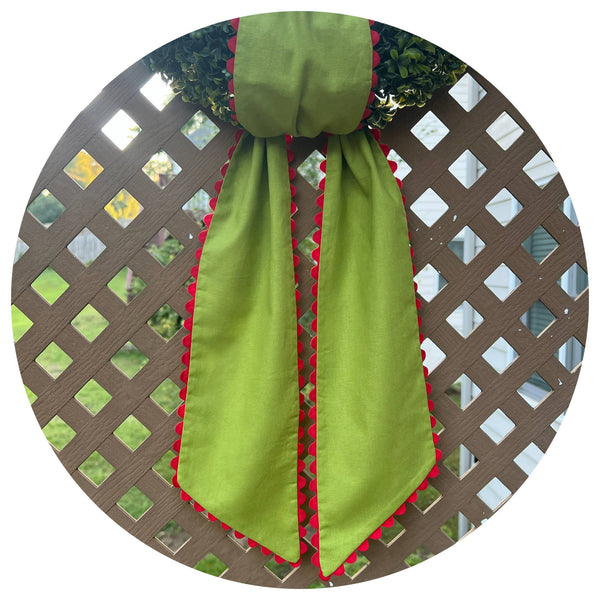 Custom Linen Sashes with Trim : Red with White trim 54"