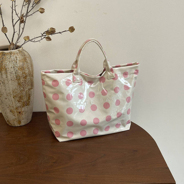 Dot Tote Bag for Women Large Plastic Waterproof Bags: Blue