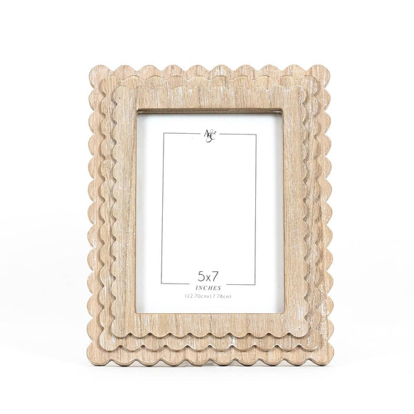 11845 - 8x10x1 wood photo frame (SCALLOP) ntrl (5x7) pic