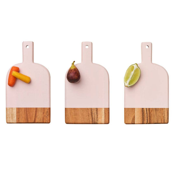 Acacia Heirloom Mini Cheese Board Set of 3 - 8x4.25" +ribbon: White