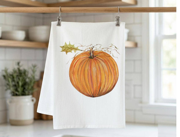 Pumpkin Field Kitchen Towel: Flour Sack Towel
