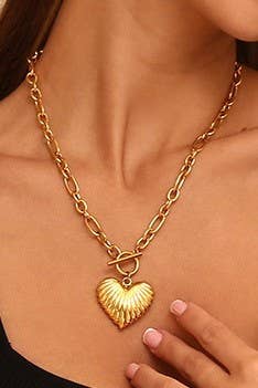 18K STAINLESS STEEL TARNISH FREE HEART NECKLACE