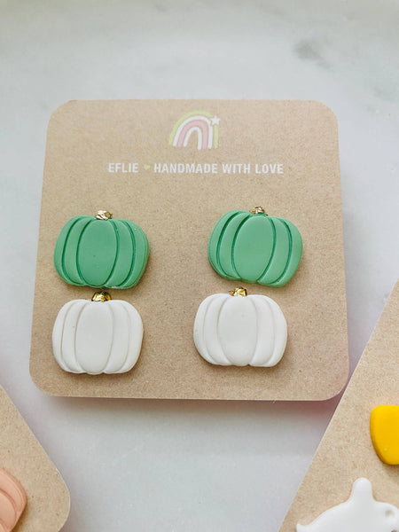 Halloween Stud Earrings White peach pumpkin