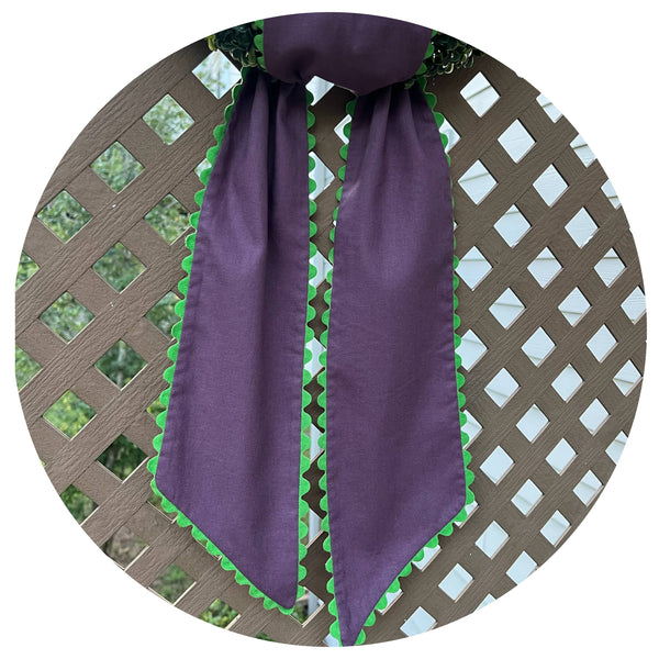 Custom Linen Sashes with Trim : Red with White trim 54"
