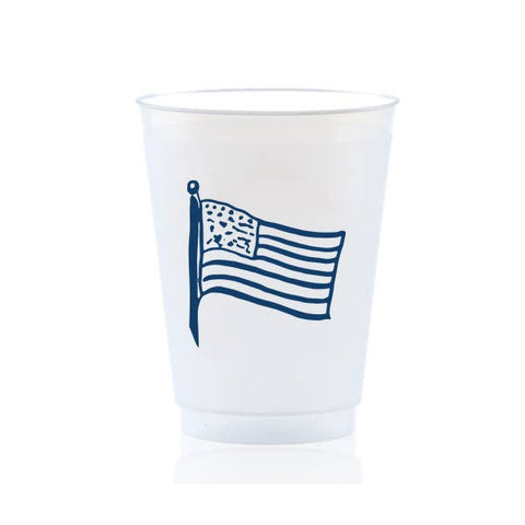 Navy American Flag Frosted Shatterproof Cups Set of 8