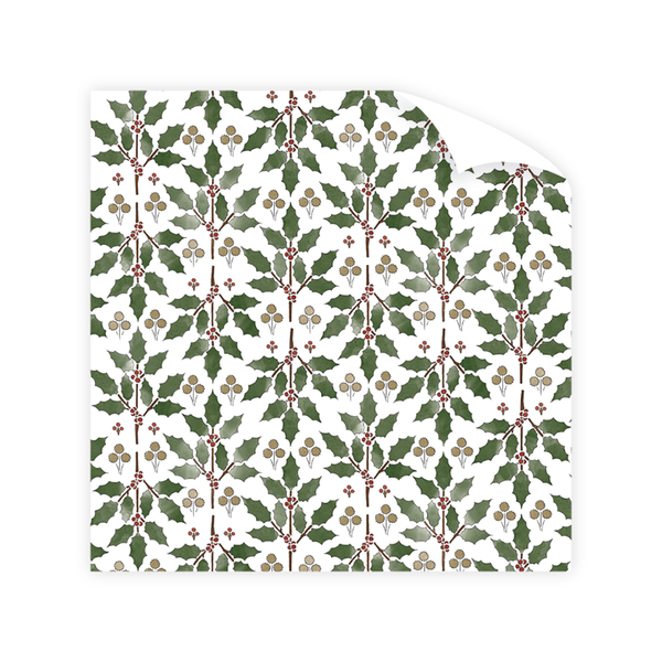 Holly Stencil Wrapping Paper Roll