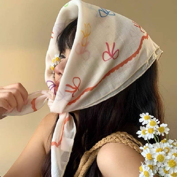 MULTI COLOR BOW PRINT BANDANA SCARF