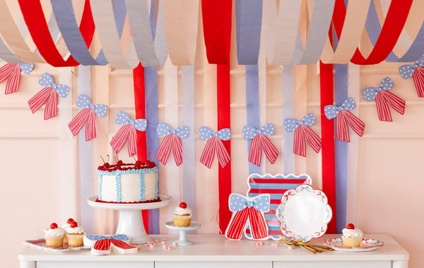 Blue & Red Striped Paper Plate - 9"