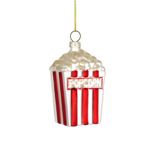 Bucket of Popcorn, Handmade Cinema Glass Christmas Ornament