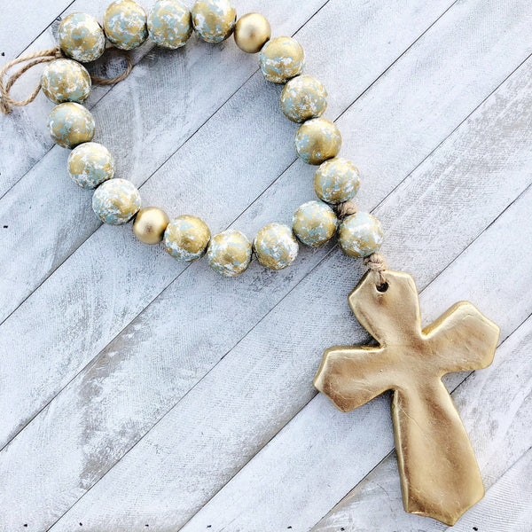 Blessing Beads With Cross (Large): Natural