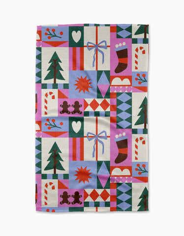 Festive Christmas Quilt Tea Towel