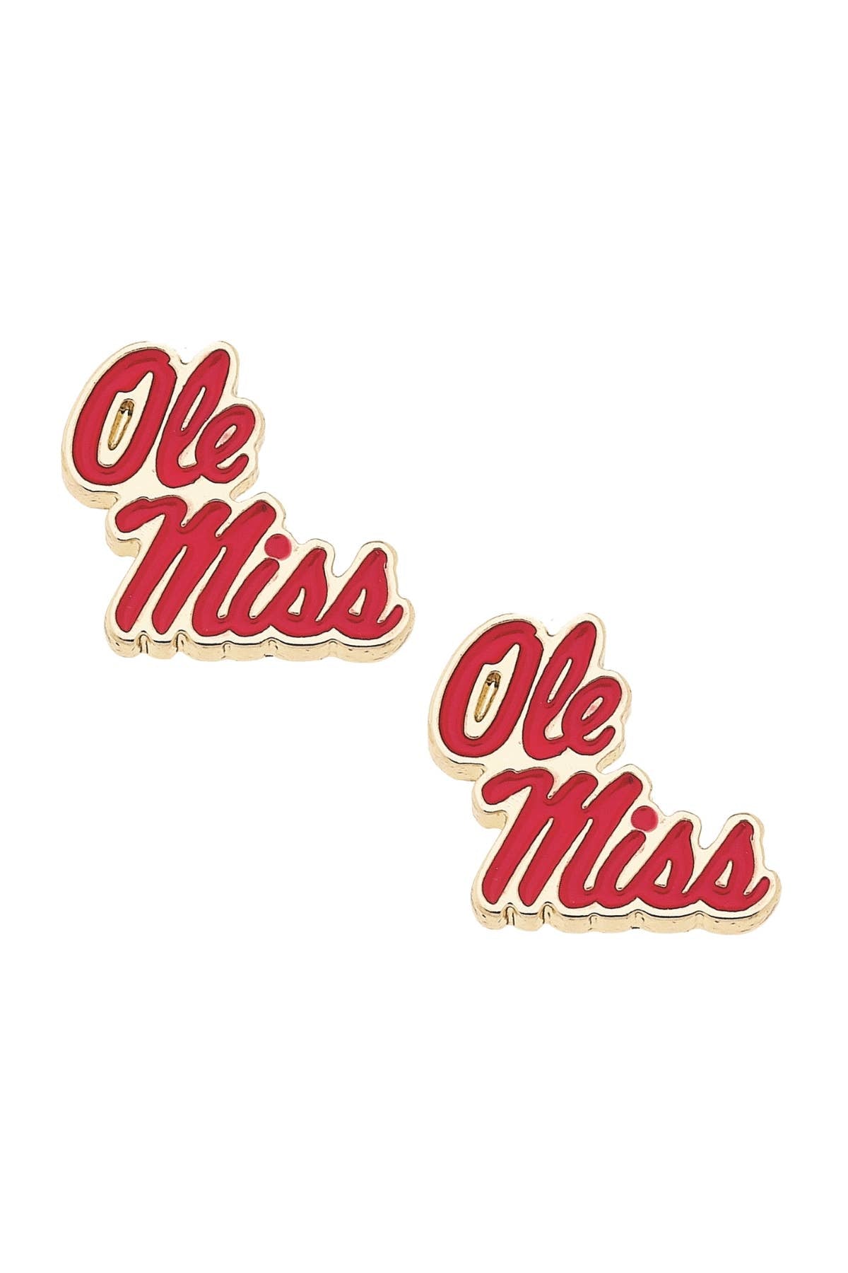 Ole Miss Rebels Enamel Logo Stud Earrings in Shiny Gold