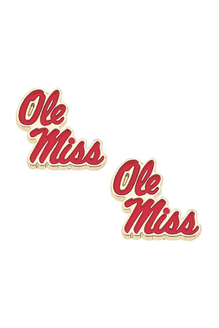 Ole Miss Rebels Enamel Logo Stud Earrings in Shiny Gold