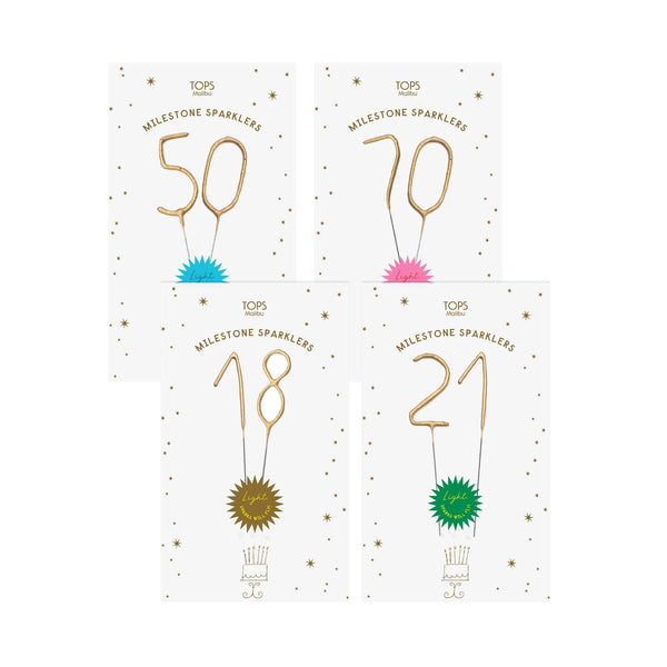 Mini 4" Gold Milestone Number Sparkler Wands - Custom Option: Milestone Sparkler - 10