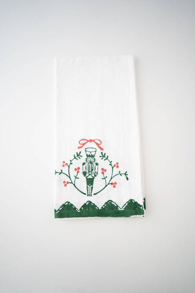 Tea Towel - Nutcracker Motif, Evergreen & Red
