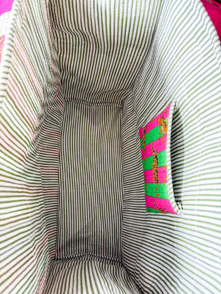 Melondrop Tiger | Large Quilted Tote Bag
