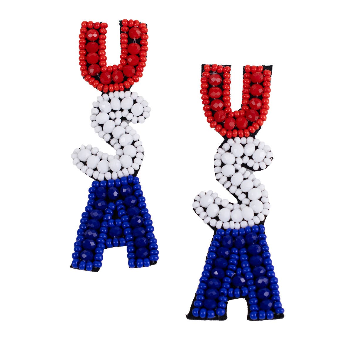 USA Beaded Earrings   Red/White/Blue   2.5"