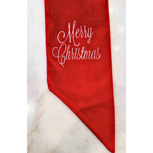 Merry Christmas Velvet Sash - Holiday/Christmas: Cream (Gold)