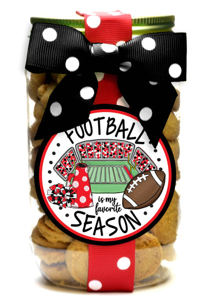 Cookie - Football - Pint Jars  : Chocolate Chip / Red & Black