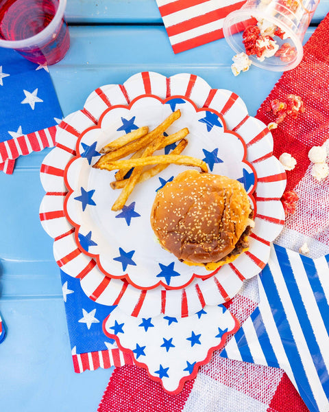 Blue Stars Paper Plate - 9"