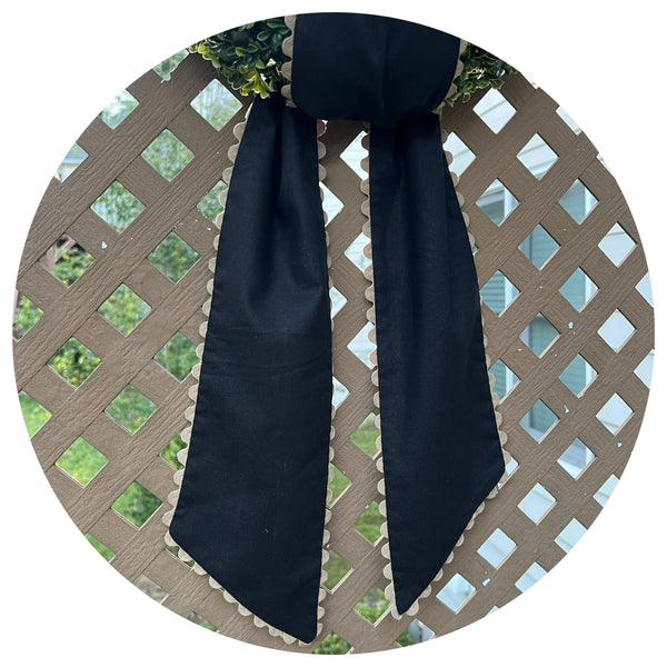 Custom Linen Sashes with Trim : Red with White trim 54"