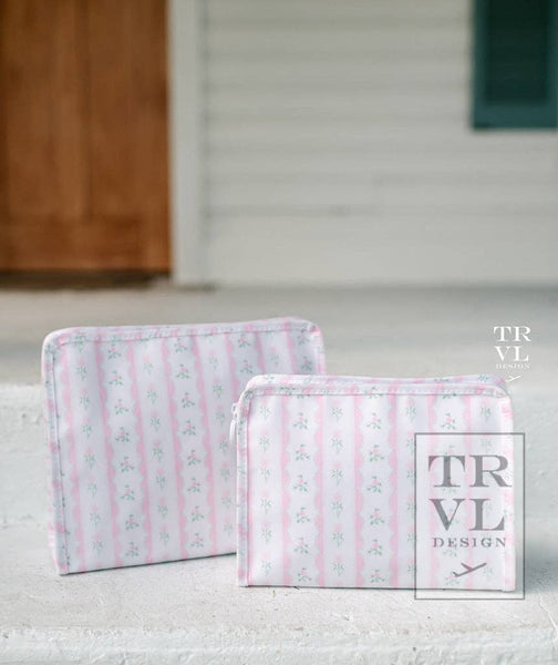 Roadie Medium - Ribbon Floral Pink Zip Pouch *new!