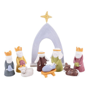 Colorful Ceramic Heirloom Nativity Set