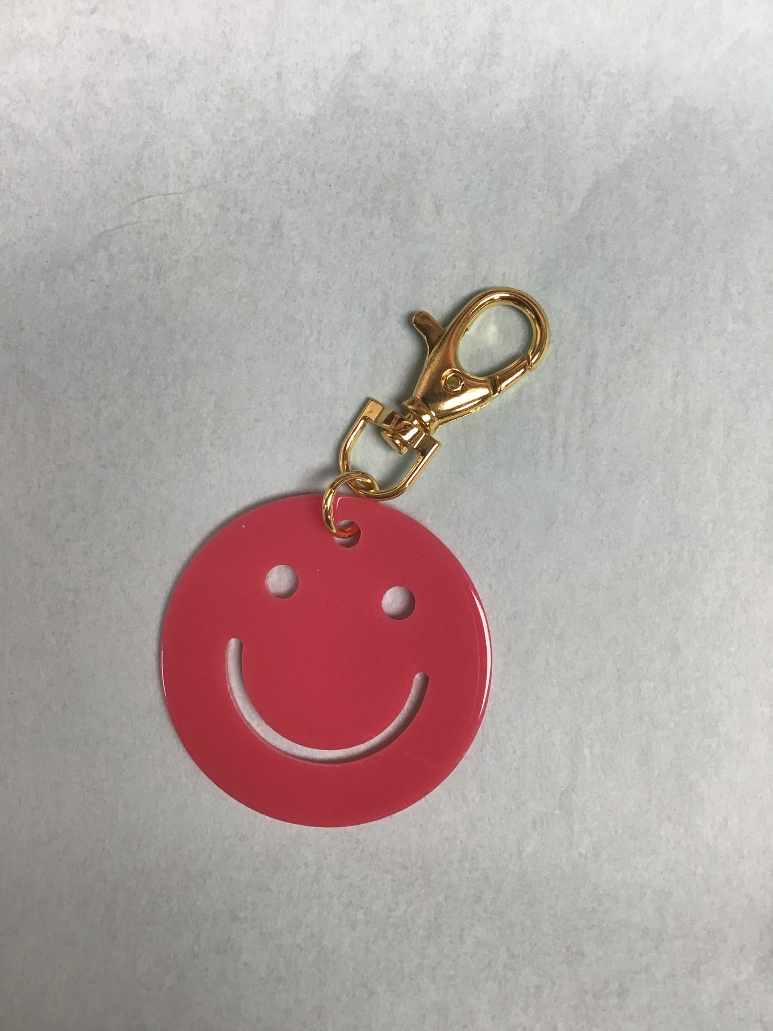 Hot Pink Smiley Face Keychain