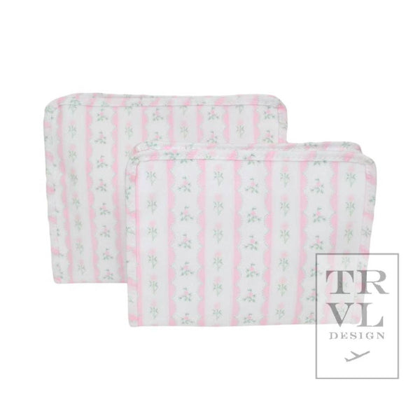 Roadie Medium - Ribbon Floral Pink Zip Pouch *new!