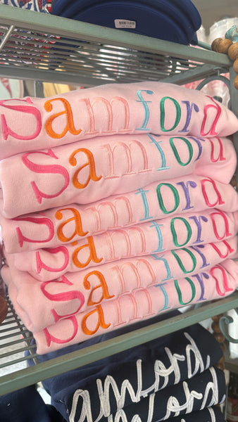 Samford Light Pink/ Multi Color Embroidered Sweatshirt