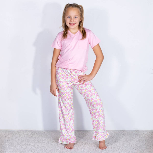 Girl's Tulip Fields Ruffle Sleep Pants   White/Multi   -Asst.: XLarge (14-16)