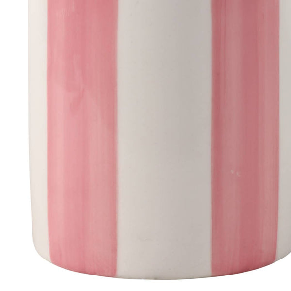 Pencil Cup - Pink/Ivory Ceramic Decorative Striped, 4 in.