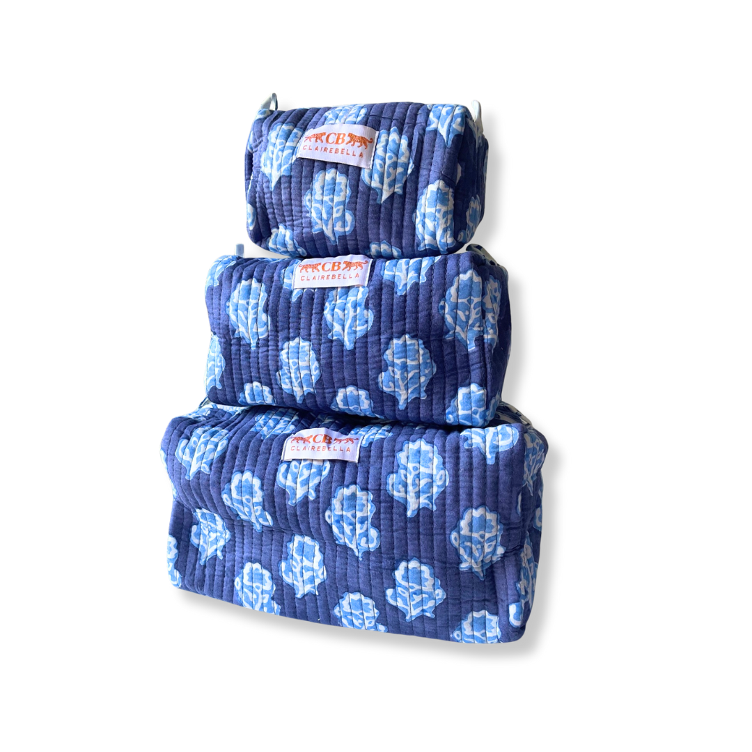 Maya Blue Pouch | Quilted Pouch Set | Quality Fabric Pouches