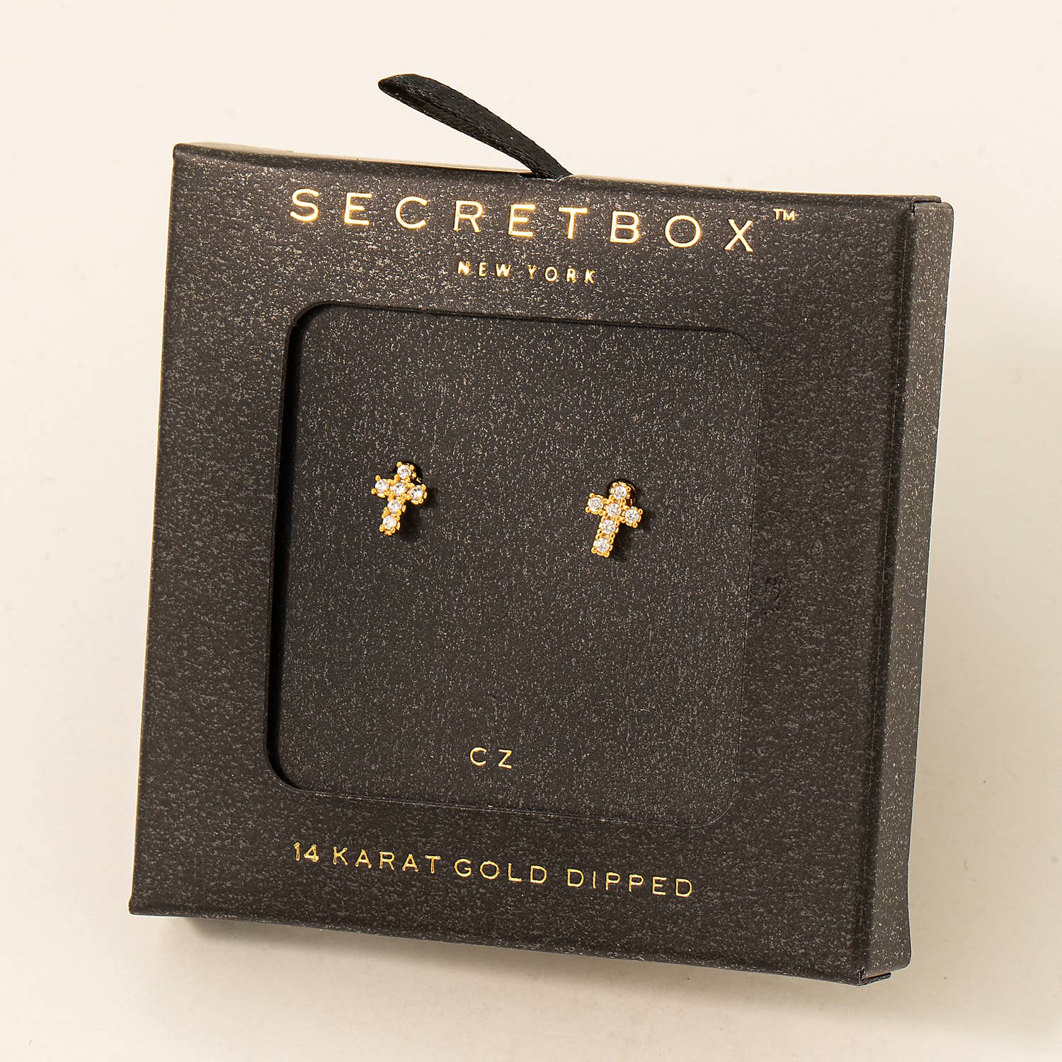 Gold Dipped Mini Cross Stud Earrings: GD