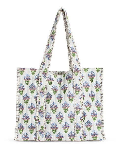 Leighton Quilted Tote   Blue   18x16x7