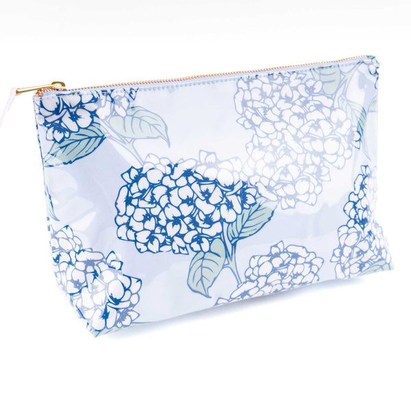 Hydrangea Stem Clear Coated Travel Cosmetic Case
