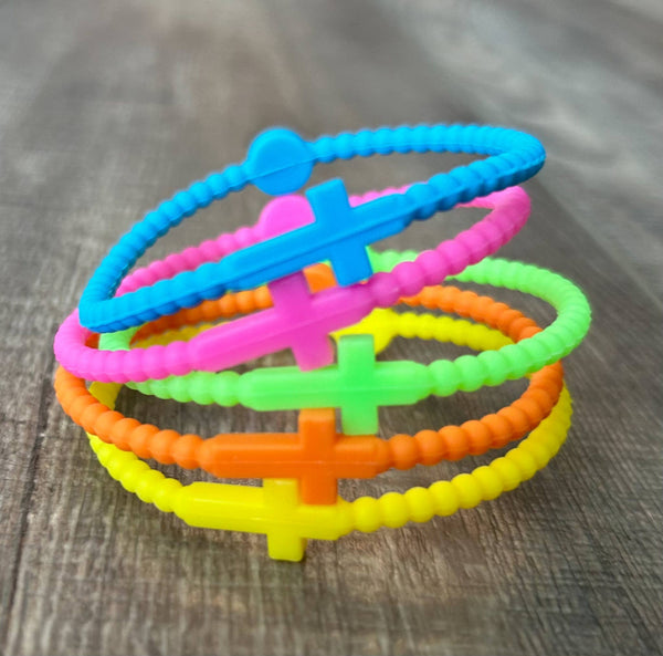 Silicone Cross Bracelet Pastels