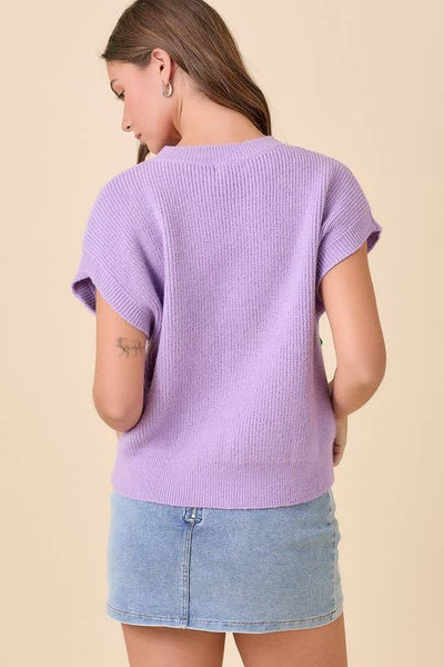 Mardi Gras Ribbon Bow Color Way Knit Top: Purple
