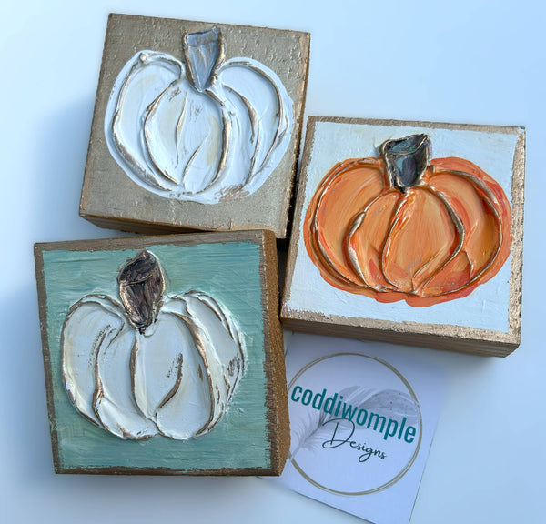 Gold Pumpkin Wood Block
