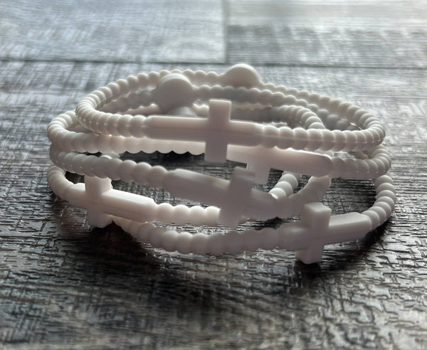 Silicone Cross Bracelet White