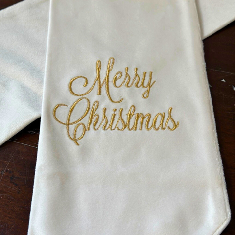 Merry Christmas Velvet Sash - Holiday/Christmas: Cream (Gold)
