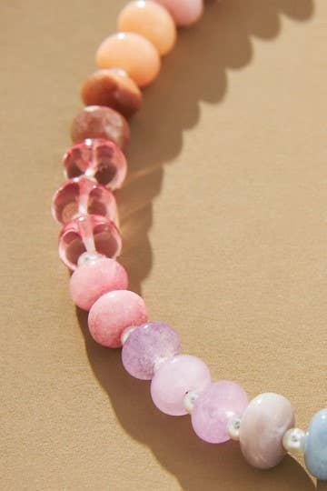 NATURAL AGATE GLASS SEMI PRECIOUS BEAD NECKLACE 3C
